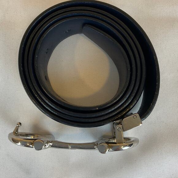 Ferragamo Leather Men's Belt, Blue - about 47 inches long - Picture 2 of 13